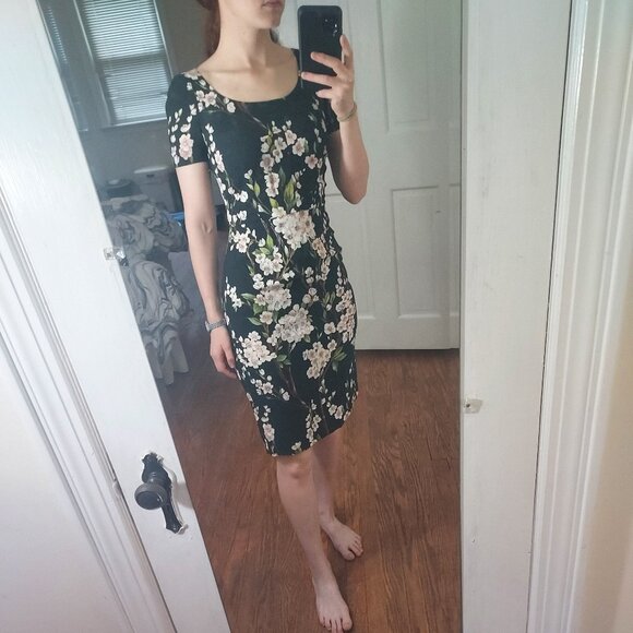 DOLCE & GABBANA Cherry Blossom Black Dress - Picture 1 of 9
